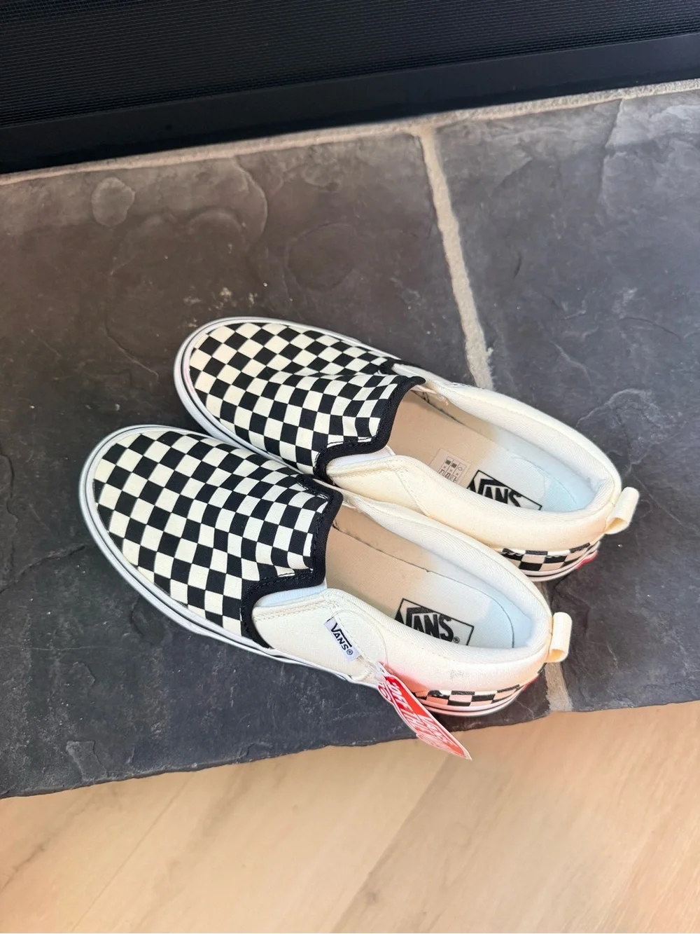 Vans Classic Checkerboard Slip On Sneakers Youth Size 5 Black White